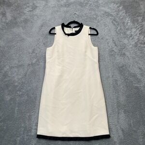 J Crew Dress Womens 6 Beige Shift Stretch Lined Sleeveless Textured Back Zip